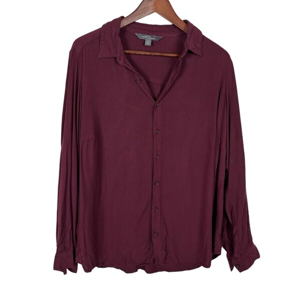 Market & Spruce Red Button Down Long Sleeve Blouse Shirt Women's 1X Plus - Picture 1 of 4